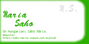 maria saho business card